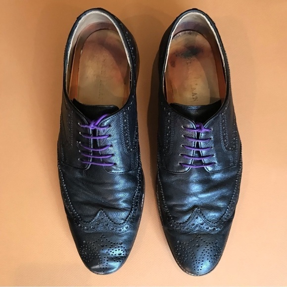 Cole Haan Black Leather Wingtip Brogue Oxfords, Size 10 - Picture 15 of 15